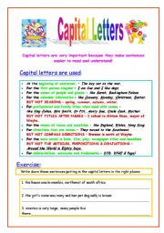 English Worksheet: Capital Letters Review