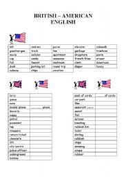 English Worksheet: BRITISH and AMERICAN ENGLISH