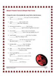 English worksheet: Simple past & simple present