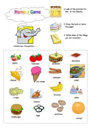 English Worksheet: MEMORY GAME