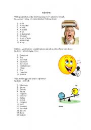 English worksheet: Vocabulary practice with adjectives 