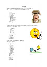 English Worksheet: Vocabulary practice with adjectives 