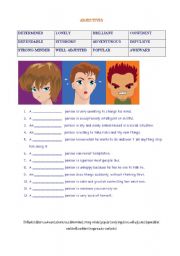 English Worksheet: Adjectives and Definitions