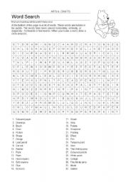 English worksheet: Arts & Crafts Wordsearch