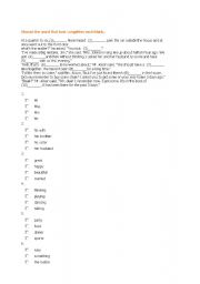 English worksheet: cloze test