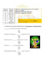 English Worksheet: Possessive adjectives with vocabulary of the Simpsons
