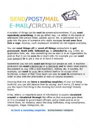 English Worksheet:               SEND/POST/MAIL/E_MAIL/CIRCULATE