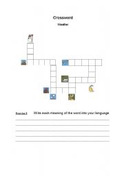 English worksheet: Crossword game about weather