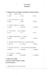 English worksheet: the genitive