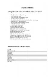 English worksheet: past simple worksheet