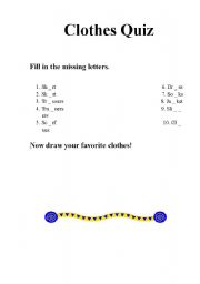 English Worksheet: Clothes Quiz