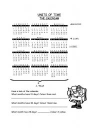 English worksheet: units of time