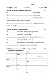 English worksheet: english test based on teaching book 