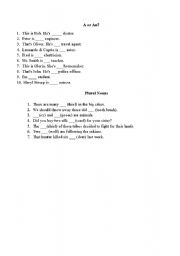English Worksheet: a or an