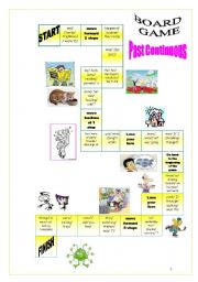 English Worksheet: PAST CONTINUOUS BOARD GAME