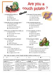 English Worksheet: Are you a couch potato ? Quiz