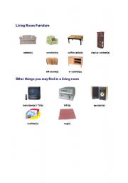 English Worksheet: Living Room Furniture