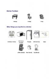 English worksheet: Kitchen Furniture