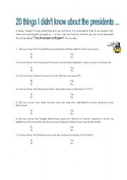 English worksheet: knowledge quiz  American presidents