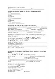 English worksheet: Test for students of 2nd CSE easy level