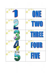 English worksheet: Numbers Cards