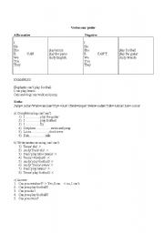 English worksheet: present simple of can