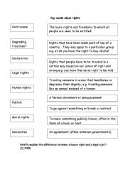 English worksheet: key words 