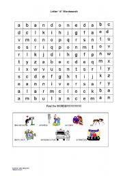 English worksheet: Letter A wordsearch