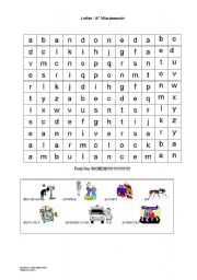 English Worksheet: Letter A wordsearch