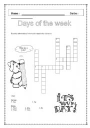 English Worksheet: Days of the Week