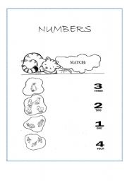 English worksheet: Numbers 1-4
