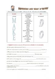 English Worksheet: Expressions with Make or Do