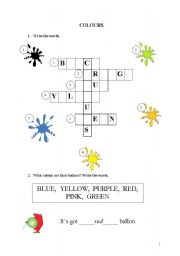 English worksheet: Colours