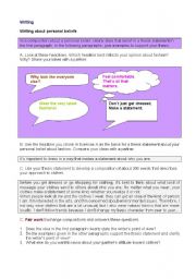 English Worksheet: Writing about beliefs