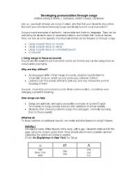 English Worksheet: Developing pronunciation through songs