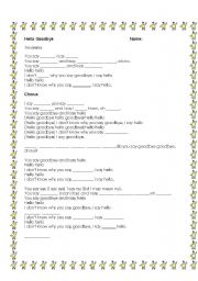 English Worksheet: Beatles Cloze Activity