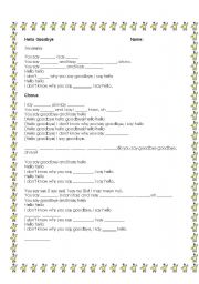 English Worksheet: Beatles Cloze Activity