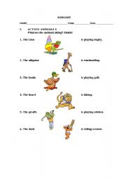 English worksheet: Action Animals