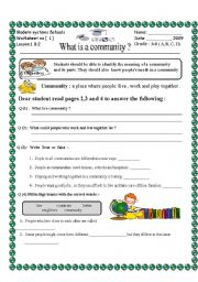 English Worksheet: what is a community