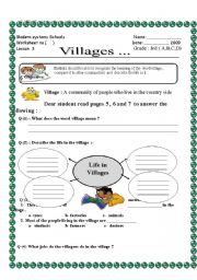 English worksheet: Vilages Social studies