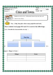 English worksheet: cities and towns