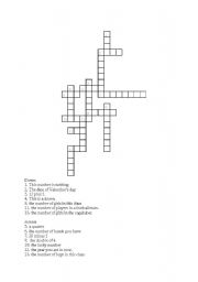 English worksheet: crossword puzzle numbers