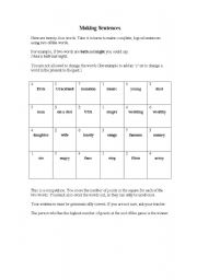 English worksheet: Making Sentences