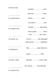 English worksheet: test oclock