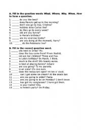 English Worksheet: WH questions