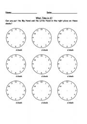English worksheet: What time is it