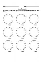 English Worksheet: What time is it