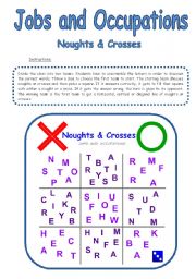 English Worksheet: JOBS AND OCCUPATIONS  Noughts & Crosses