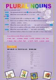 English Worksheet: Making a plural form of nouns