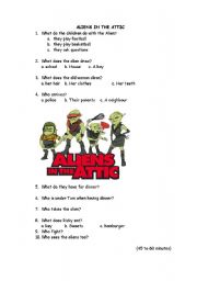 English worksheet: aliens in the attic